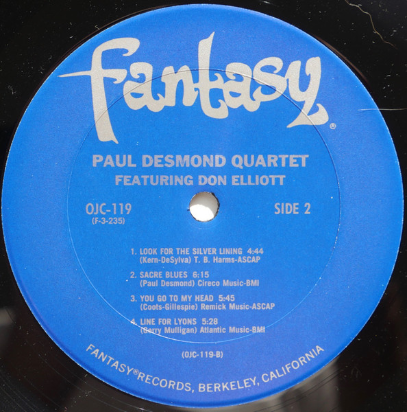 The Paul Desmond Quartet Featuring Don Elliott - The Paul Desmond Quartet Featuring Don Elliott | Original Jazz Classics (OJC-119) - 4
