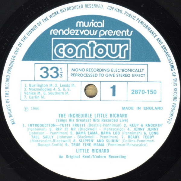 Little Richard - The Incredible Little Richard Sings His Greatest Hits Recorded Live | Contour (2870-150) - 3