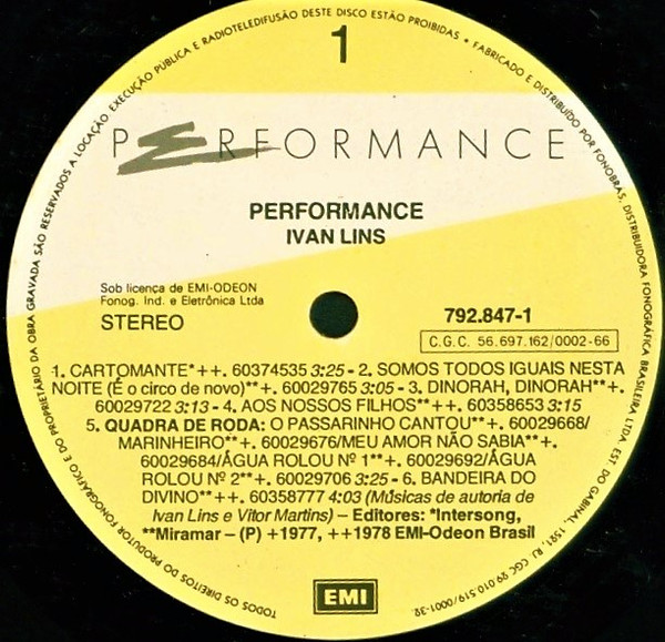 Ivan Lins - Performance | EMI (066 792847 1) - 3 Ivan Lins - Performance | EMI (066 792847 1) - 3