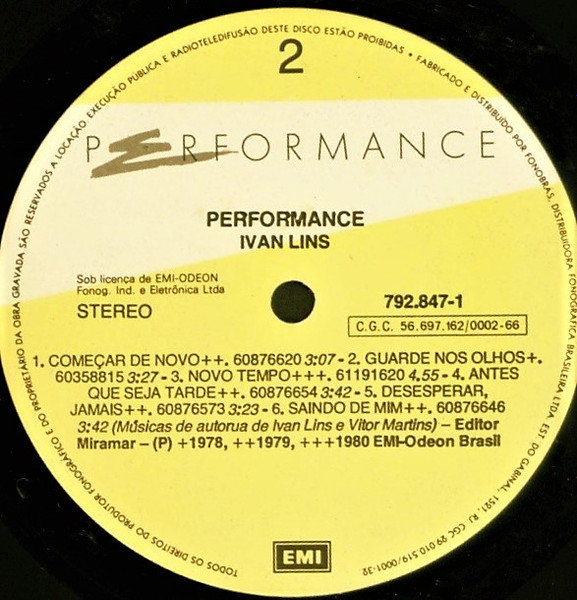 Ivan Lins - Performance | EMI (066 792847 1) - 4 Ivan Lins - Performance | EMI (066 792847 1) - 4