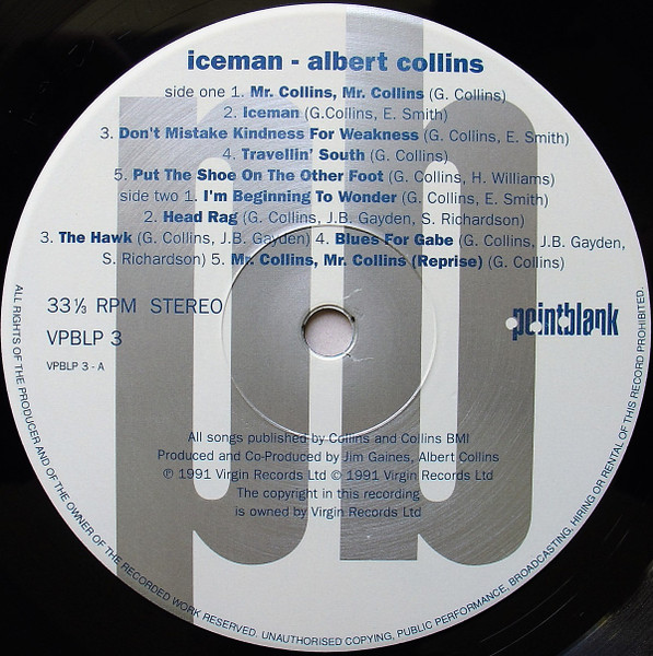 Albert Collins - Iceman | Pointblank (VPBLP 3) - 3 Albert Collins - Iceman | Pointblank (VPBLP 3) - 3