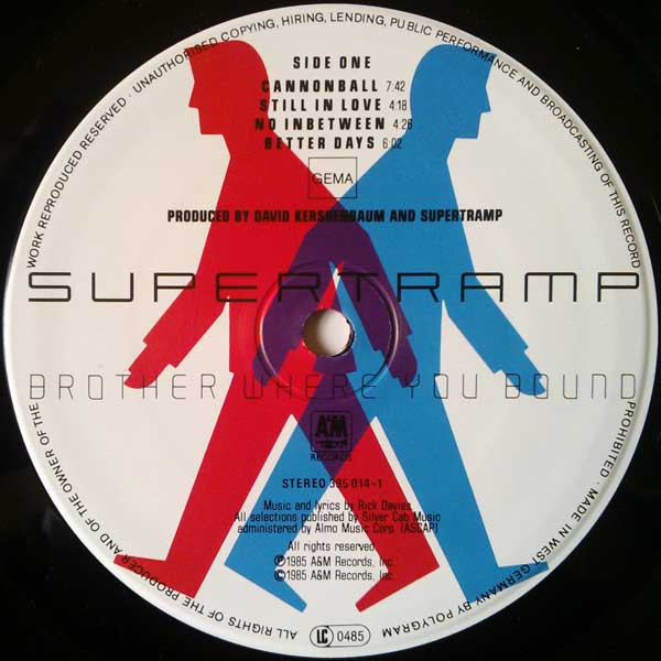 Supertramp - Brother Where You Bound | A&M Records (395 014-1) - 3