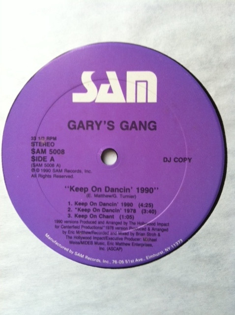 Gary's Gang - Keep On Dancin' 1990 | Sam Records (SAM 5008)