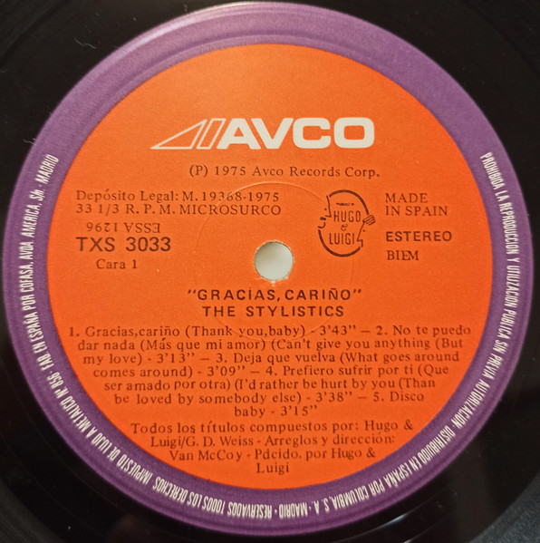 The Stylistics - Thank You Baby | Avco (TXS 3033) - 3
