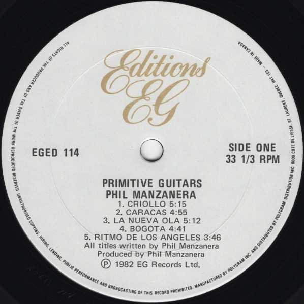 Phil Manzanera - Primitive Guitars | Editions EG (EGED 114) - 3 Phil Manzanera - Primitive Guitars | Editions EG (EGED 114) - 3
