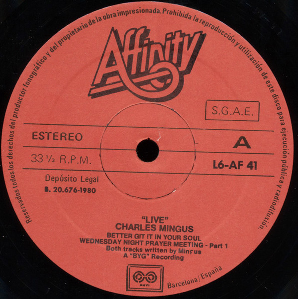 Charles Mingus - Live | Affinity (L6 AF41) - 3