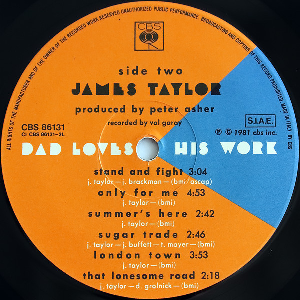James Taylor - Dad Loves His Work | CBS (CBS 86131) - 3 James Taylor - Dad Loves His Work | CBS (CBS 86131) - 3