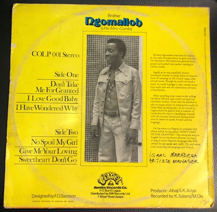 Brother Ngomalioh & His Afro-Combo - Don't Take Me For Granted | Comet (COLP 001) - 2