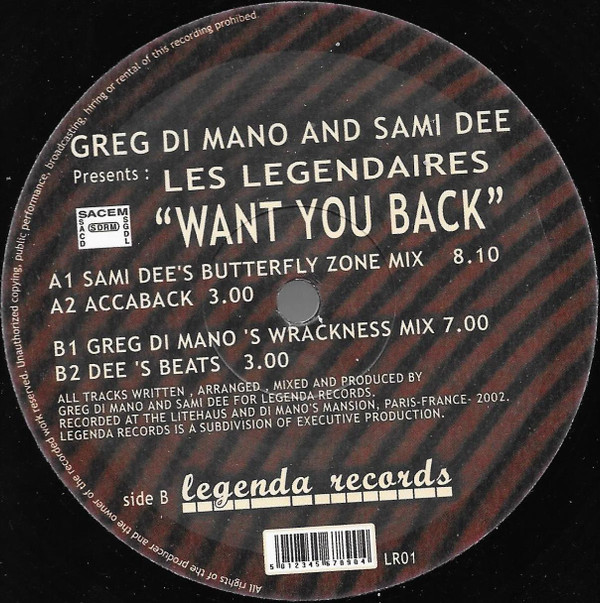 Les Legendaires - Want You Back | Legenda Records (LR 01) - 4 Les Legendaires - Want You Back | Legenda Records (LR 01) - 4