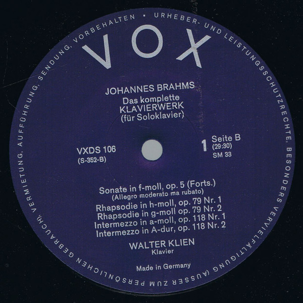 Walter Klien - Johannes Brahms - Das Komplette Klavierwerk (Fur Soloklavier) | VOX (VXDS 106) - 2 Walter Klien - Johannes Brahms - Das Komplette Klavierwerk (Fur Soloklavier) | VOX (VXDS 106) - 2