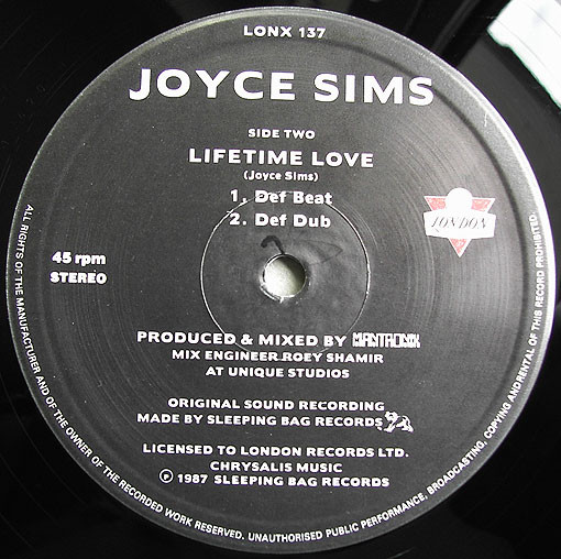 Joyce Sims - Lifetime Love | London Records (LONX 137) - 3