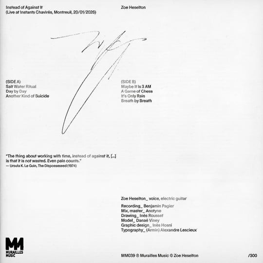 Zoe Heselton - Instead Of Against It (Live At Instants Chavirés, Montreuil, 20/01/2026) | Murailles Music (MM039) - 3