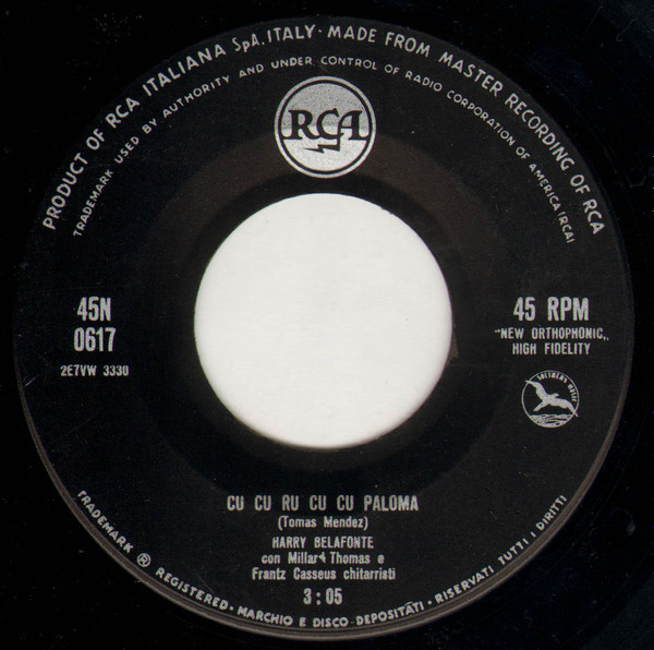Harry Belafonte - Cu Cu Ru Cu Cu Paloma / Merci Bon Dieu | RCA (45N 0617) - main