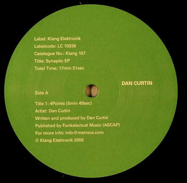Dan Curtin - Synaptic EP | Klang Elektronik (Klang 107) Dan Curtin - Synaptic EP | Klang Elektronik (Klang 107)