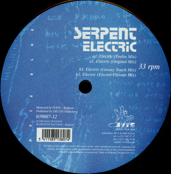 Serpent - Electric | Byte Records (BY 039807-12) - 3