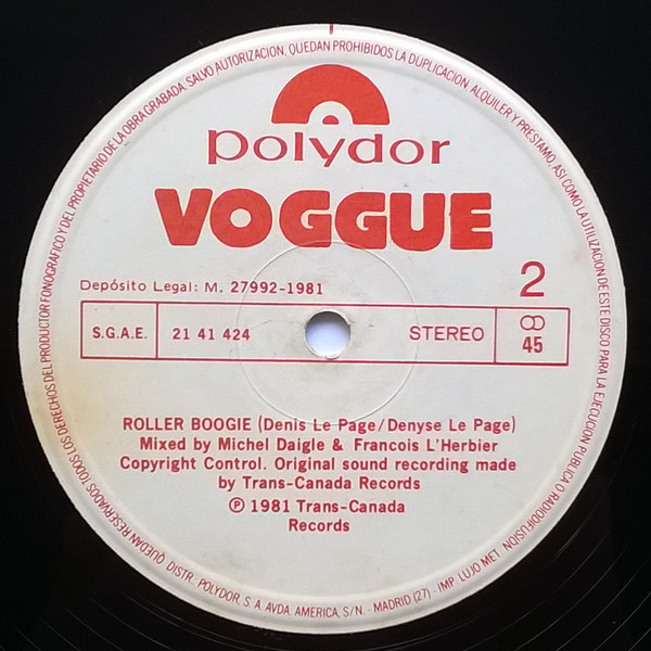 Voggue - Dancin' The Night Away / Roller Boogie | Polydor (21 41 424) - 2