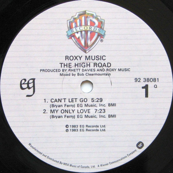 Roxy Music - The High Road | Warner Bros. Records (92 38081) - 3 Roxy Music - The High Road | Warner Bros. Records (92 38081) - 3