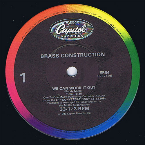 Brass Construction - We Can Work It Out | Capitol Records (8564)