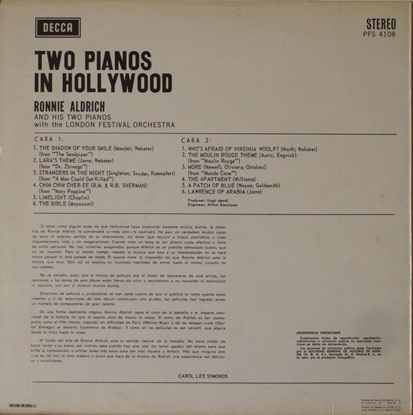 Ronnie Aldrich - Two Pianos In Hollywood | Decca (PFS 4108) - 2 Ronnie Aldrich - Two Pianos In Hollywood | Decca (PFS 4108) - 2