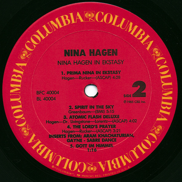Nina Hagen - In Ekstasy | Columbia (BFC 40004) - 4