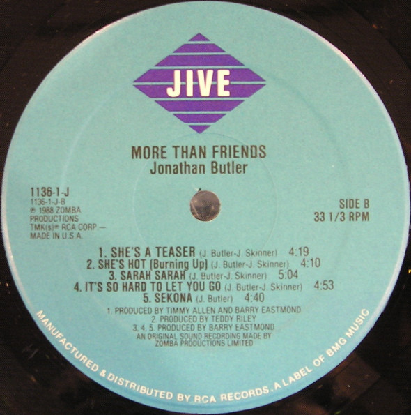 Jonathan Butler - More Than Friends | Jive (1136-1-J) - 4 Jonathan Butler - More Than Friends | Jive (1136-1-J) - 4
