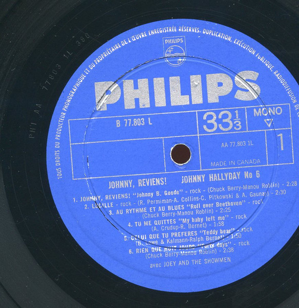 Johnny Hallyday Avec Joey And The Showmen - N°6 - Johnny, Reviens ! Les Rocks Les Plus Terribles | Philips (B 77.803 L) - 3