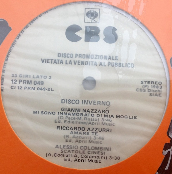Various - Disco Inverno | CBS (12 PRM 049)