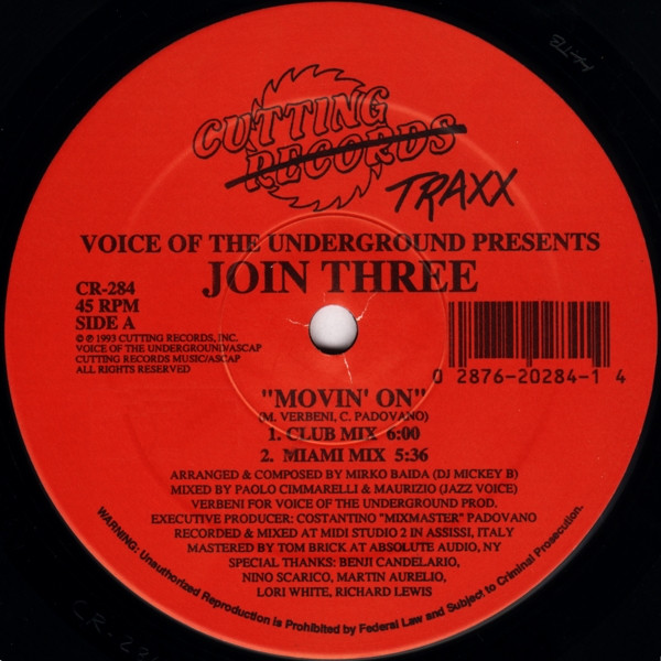 Voice Of The Underground Presents Join Three - Movin' On | Cutting Traxx (CR-284)