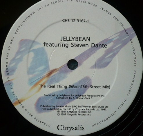John "Jellybean" Benitez Featuring Steven Dante - The Real Thing | Chrysalis (CHS 12 3167) - 3