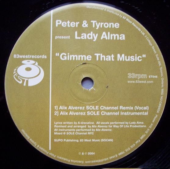 Peter & Tyrone Present Lady Alma - Gimme That Music | 83 West Records (ET046) - 2