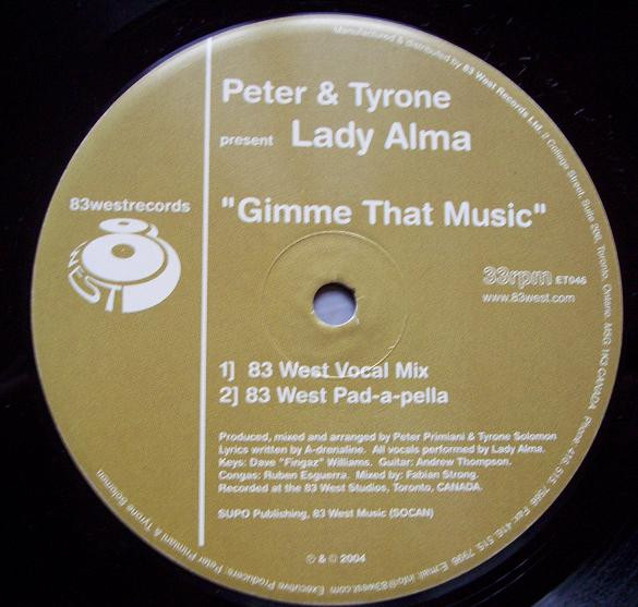 Peter & Tyrone Present Lady Alma - Gimme That Music | 83 West Records (ET046) - main