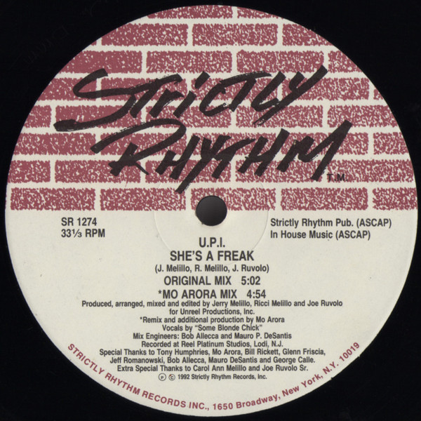 UPI - The Groove / She's A Freak | Strictly Rhythm (SR 1274) - 2