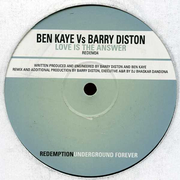 Ben Kaye & Barry Diston - Love Is The Answer | Redemption (REDEM34) - main Ben Kaye & Barry Diston - Love Is The Answer | Redemption (REDEM34) - main