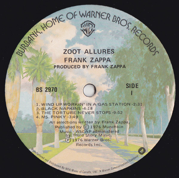 Zappa - Zoot Allures [Vinyl] | Warner Bros. Records (BS 2970) - 3