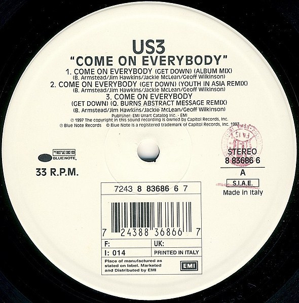 Us3 - Come On Everybody (Get Down) | EMI (8 83686 6)