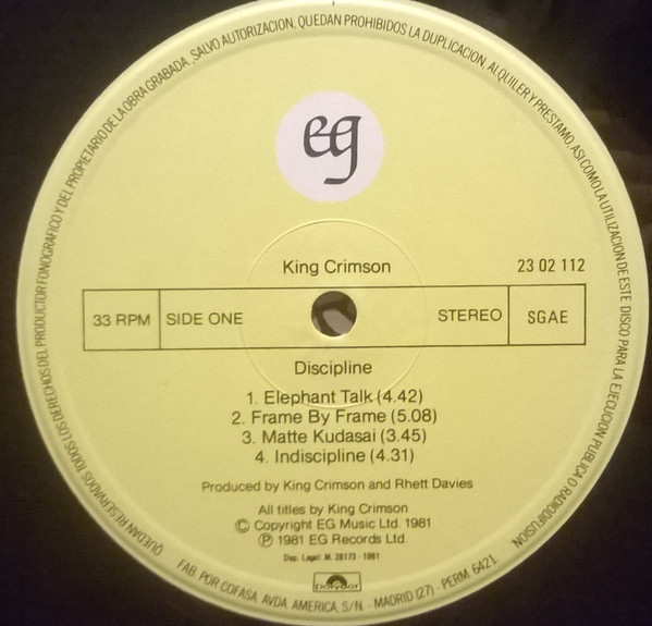 King Crimson - Discipline | EG (23 02 112) - 3