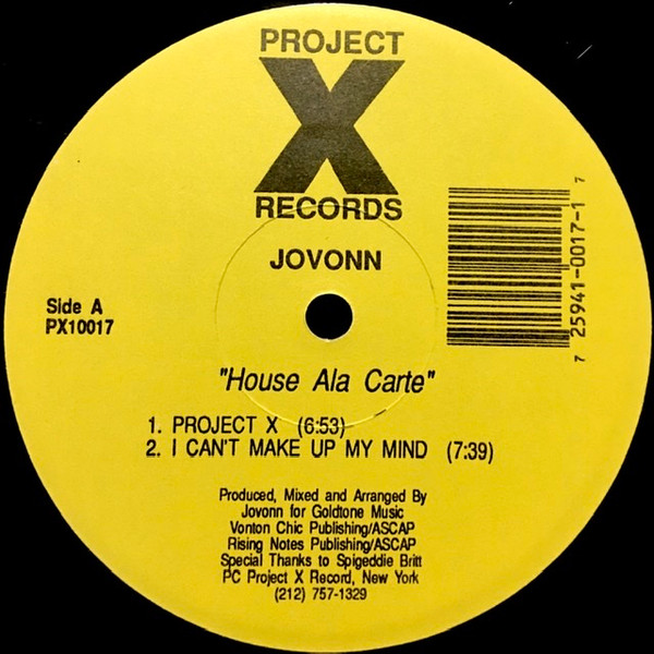 Jovonn - House Ala Carte | Project X Records (PX10017) - main