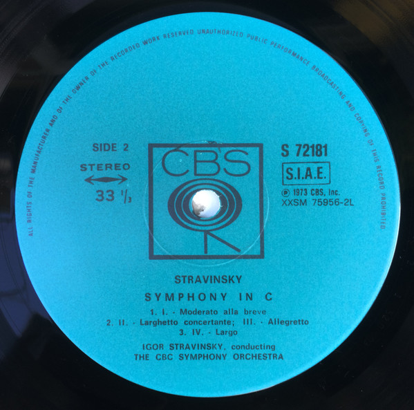 Igor Stravinsky Conducts CBC Symphony Orchestra , Festival Singers Of Toronto , Elmer Iseler - Symphony Of Psalms / Symphony In C | CBS (72181) - 4 Igor Stravinsky Conducts CBC Symphony Orchestra , Festival Singers Of Toronto , Elmer Iseler - Symphony Of Psalms / Symphony In C | CBS (72181) - 4