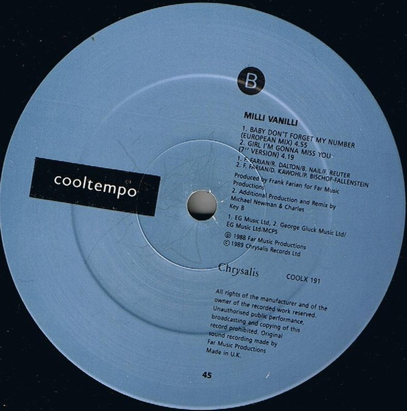 Milli Vanilli - Girl I'm Gonna Miss You | Cooltempo (COOLX 191) - 4