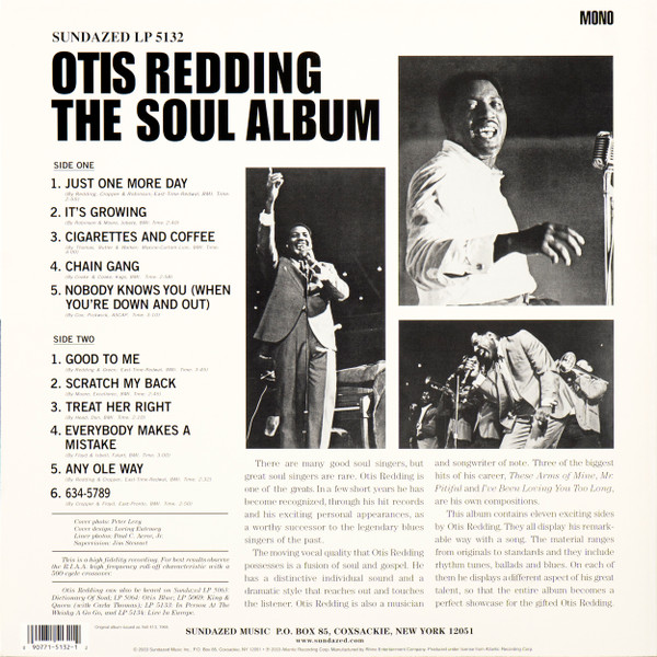 Otis Redding - The Soul Album | Sundazed Music (LP 5132) - 2