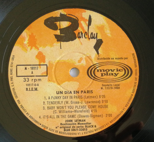 Johnny Letman - Un Dia En Paris | Barclay (M-18.117) - 3