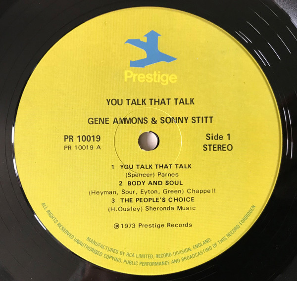 Gene Ammons & Sonny Stitt - You Talk That Talk! | Prestige (PR 10019) - 3