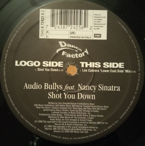 Audio Bullys Feat. Nancy Sinatra - Shot You Down | Dance Factory (7243 8 72425 6 2) - main