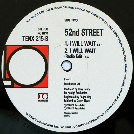 52nd Street - Say You Will | 10 Records (TENX 215) - 4