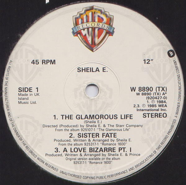 Sheila E. - Special Medley Of "The Glamorous Life" "Sister Fate" "A Love Bizarre" | Warner Bros. Records (W8890 TX) - 3