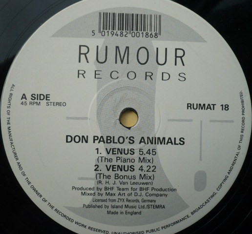 Don Pablo's Animals - Venus | Rumour Records (RUMAT 18) - 3