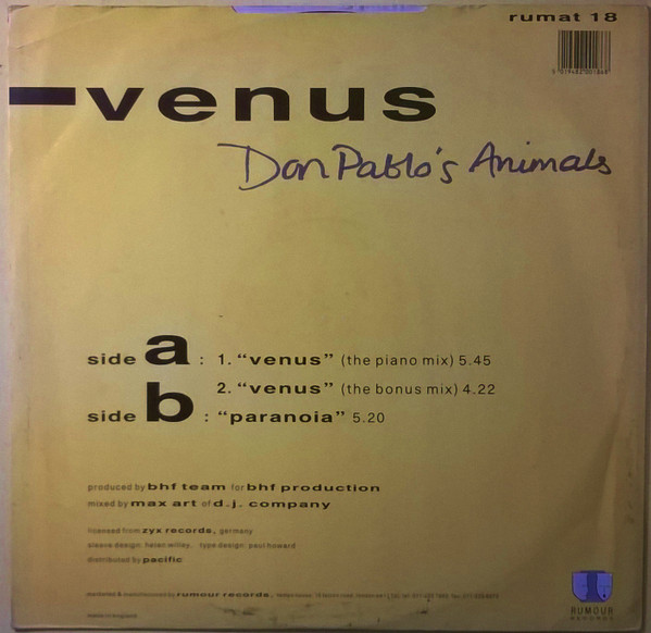 Don Pablo's Animals - Venus | Rumour Records (RUMAT 18) - 2