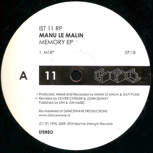 Manu Le Malin - Memory EP | IST Records (IST 11 RP)