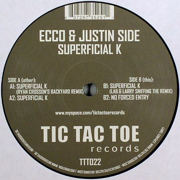 Ecco & Justin Side - Superficial K | Tic Tac Toe Records (TTT022) Ecco & Justin Side - Superficial K | Tic Tac Toe Records (TTT022)