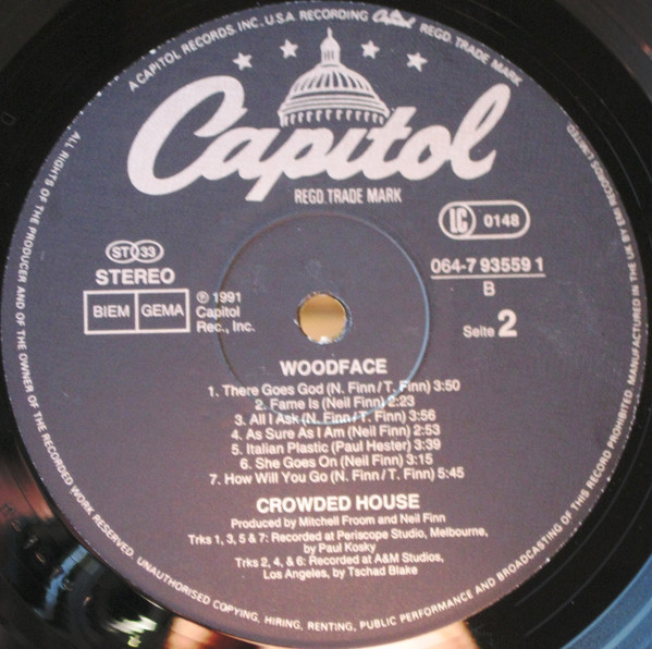 Crowded House - Woodface | Capitol Records (EST 2144) - 4